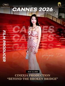 Ảnh chụp bà Angie Do trên thảm đỏ Liên hoan phim Cannes 2026 với tư cách nhà sản xuất phim tham dự sự kiện.