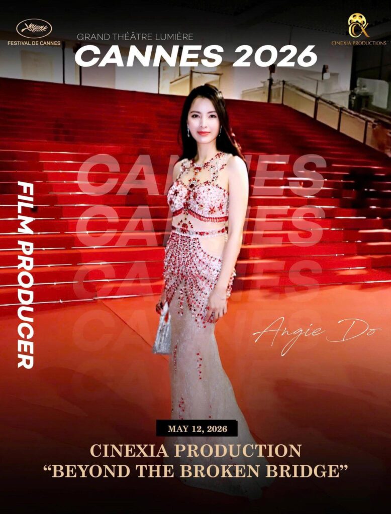 Ảnh chụp bà Angie Do trên thảm đỏ Liên hoan phim Cannes 2026 với tư cách nhà sản xuất phim tham dự sự kiện.